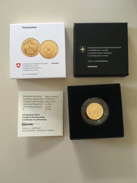 Swiss Gold coin 2022 Swissmint Switzerland Timemachine CHF 25.- Au proof