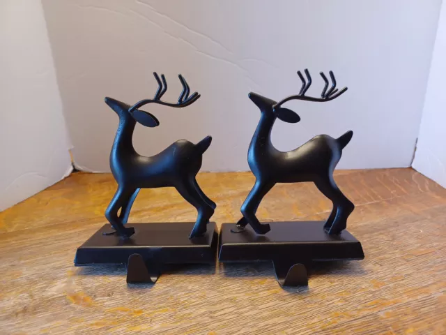 2 Brown Metal Reindeer Stocking Holders
