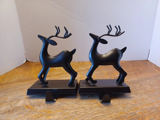 2 Brown Metal Reindeer Stocking Holders