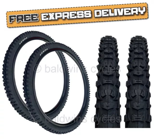 PAIR KENDA 26 x 2.10 Mountain Bike Off Road MTB Knobby Tread Black TYRES K-816