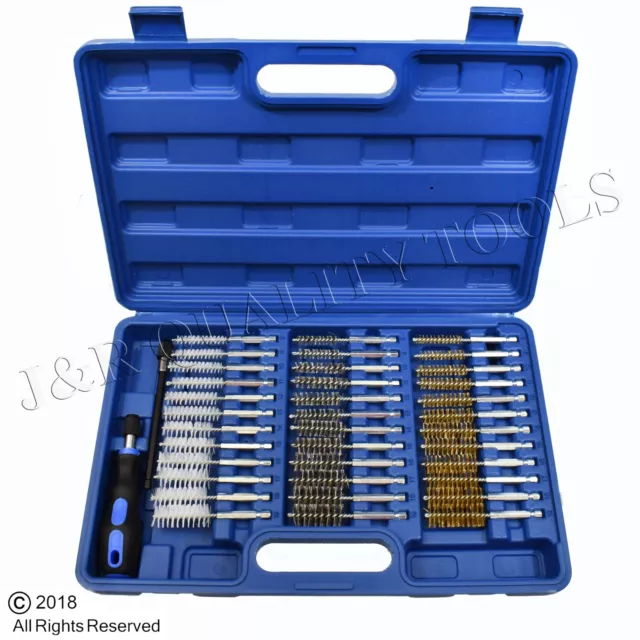 38pc Industrial Wire Brush Set Brushes Long Reach Round Tube Automotive Steel