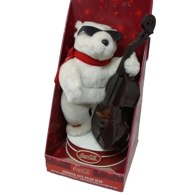 VINTAGE COCACOLA ANIMATED Jazz Polar Bear Playing 1990's Christmas