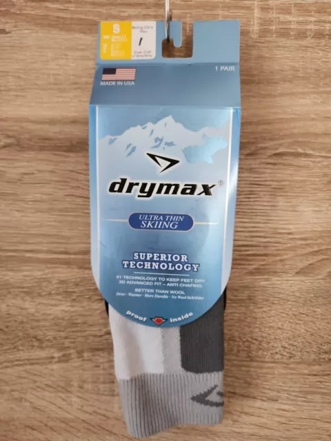Drymax Ultra Thin Skiing Over Calf Socks - Small- Grey - NEW - Unisex