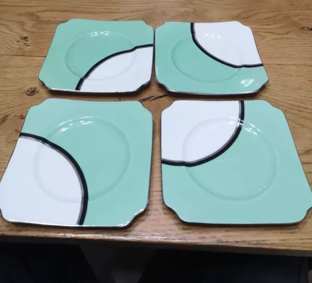 Vintage Royal Doulton Art Deco Four Tea Plates From De Luxe Range