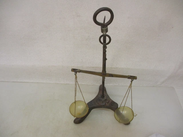 x-21298	Alter Antik Eisen/Messing Balkenwaage, Apothekenwaage H:ca. 305mm