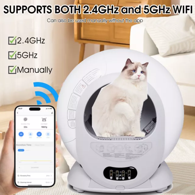Upgraded Automatic Cat Litter Box 65L WIFI APP Control/Odor Removal/Cleaning UK