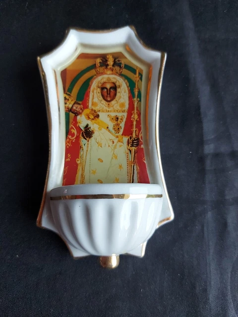 Bénitier de chevet en faïence Vierge Noire