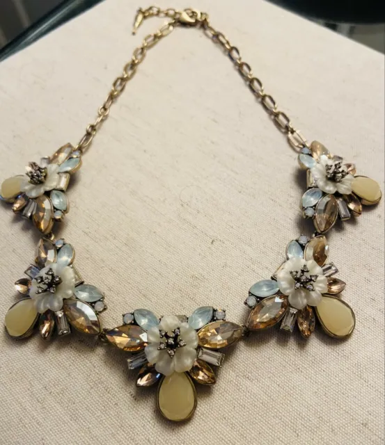 Necklace Antique Gold plated, pastels, sparkles in the light, pink, blue