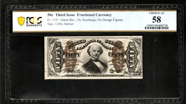 50 Cents Third Issue Fr 1331 Fractional Currency PCGS 58 Choice AU - S5