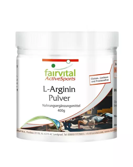 Poudre de L-Arginine 400 g - Arginine HCl 100% pure, substance pure, VEGAN...