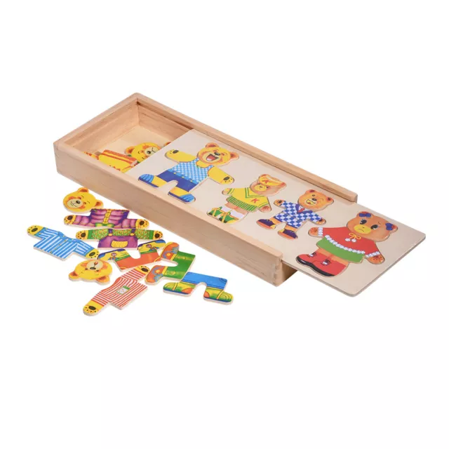 Enfants Puzzle Jouet Éducatif Robe Ours En Bande Dessinée En Bois