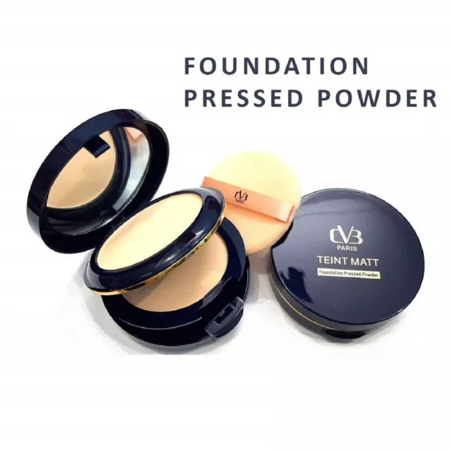 CVB 2 en 1 Teint Matt Foundation Pressed Compact Powder (02 Soft Ivory, 10g)