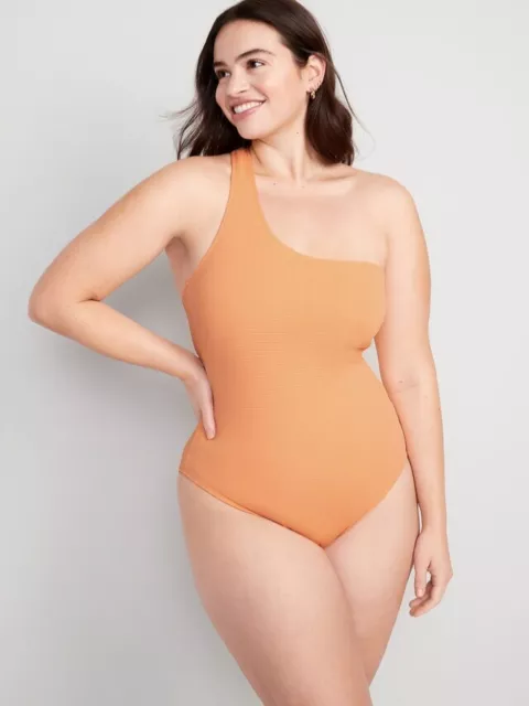 Old Navy Plus Size One-Shoulder Pucker Swimsuit Size 2X- Sunfish- NWT