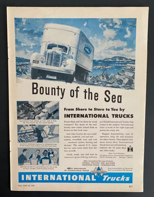 1947 INTERNATIONAL TRUCKS: Bounty of the Sea Vintage Print Ad $5.95 ...