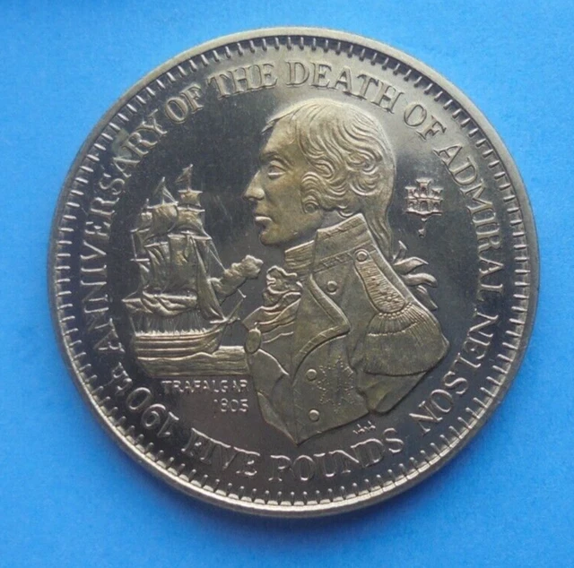 Gibraltar, £5 Five Pounds 1995 AA, Virenium, Death of Admiral Nelson.