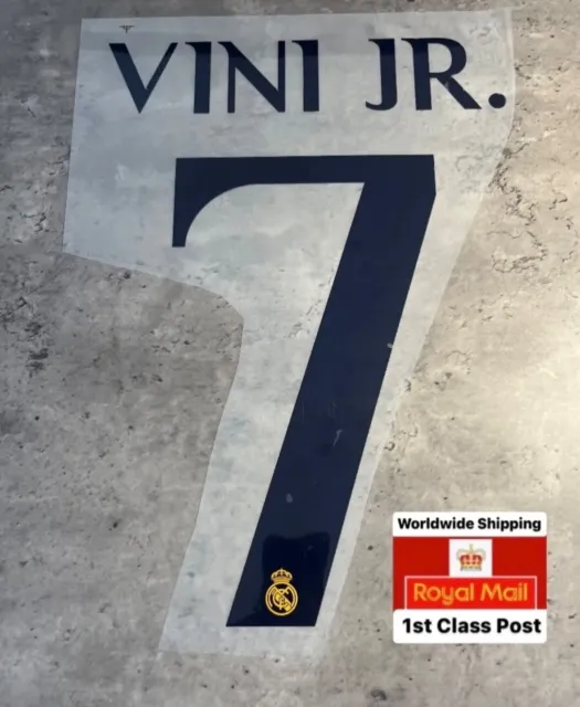 Vini Jr. #7 Real Madrid 2023-2024 Cup Home Football Nameset for shirt Print