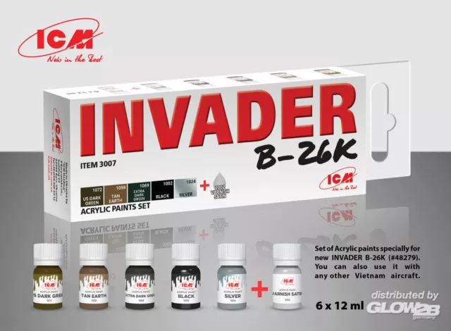 ICM: Acrylic paint set for Invader B-26K and other Vietnam aircraft 6 12 ml [330
