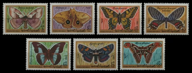 Jemen ( Republik ) 1990 - Mi-Nr. 15-21 ** - MNH - Schmetterlinge / Butterflies