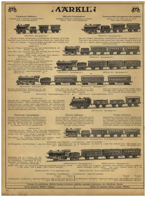 Marklin Clockwork 1930 PAPER AD TOYS 3 PG Marklin Clockwork Mechanical Toy Train Sets ...