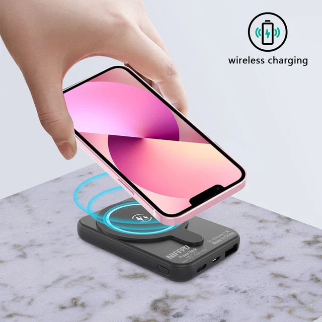 Mini 900000mAh Qi Wireless Power Bank Portable External Battery Backup Charger