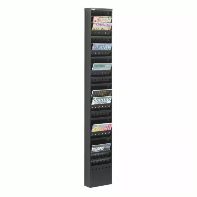 Safco 23-Pocket Steel Magazine Rack in Black