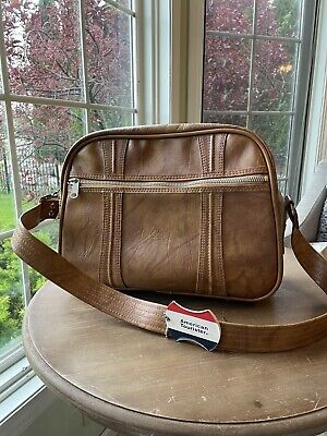 Vintage AMERICAN TOURISTER Faux Leather Carry On Shoulder Luggage  Brown Bag