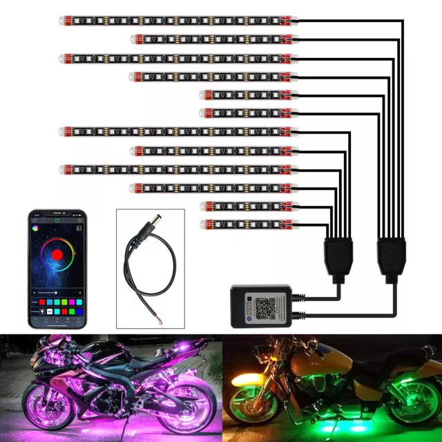 12in1 Motorrad Unterboden LED RGB Streifen Beleuchtung Atmosphäre Licht Leuchten