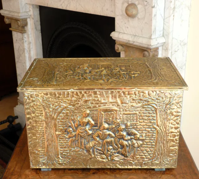 Brass Coal Log Box Chest Vintage