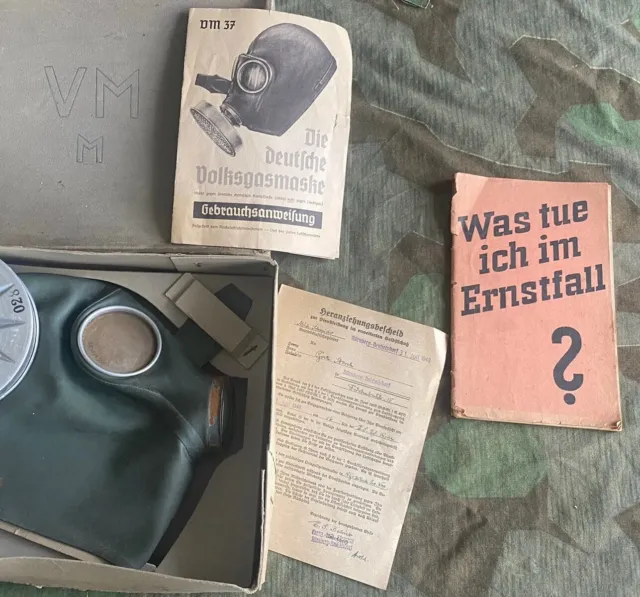 Gasmaske Volksgasmaske 2. Wk WK2 Wehrmacht WW2 Equipment Luftschutz Bunker 2