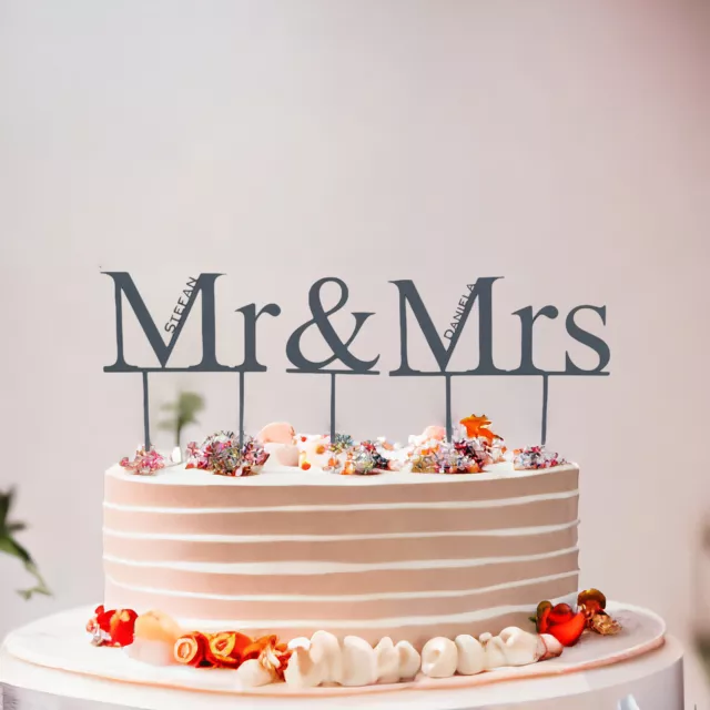 Mr & Mrs Name Cake Topper Hochzeit Torte personalisiert Acryl Tischdeko Wedding