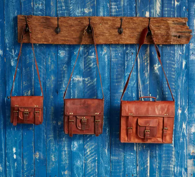 Neuf Hommes Véritable Chèvre Cuir Vintage Marron Messager Épaule PC Sacoche
