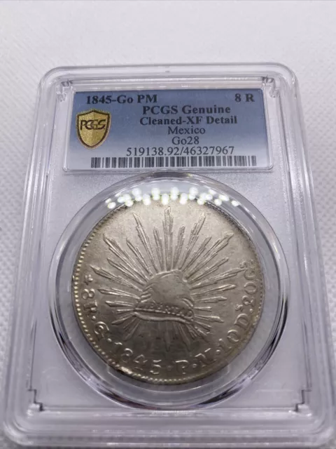 1845 GO PM Guanajuato 8 Reales 8R Snake On Cactus Mexico PCGS XF Details #7967