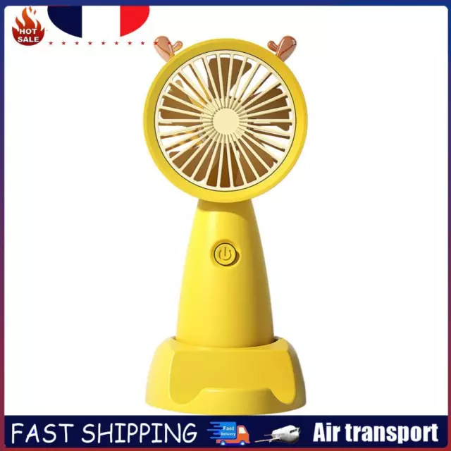 Mini Portable Fan Cute Antler USB Rechargeable Pocket Handheld Fan (Yellow) FR