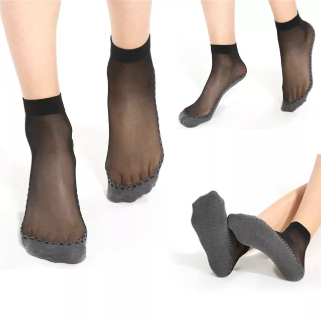 5PAIRS WOMEN VELVET Silk Socks Cotton Bottom Non Slip Sole Massage ...