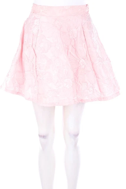 Mini gonna pieghevole River Island linea A fiori D 34 rosa nudo