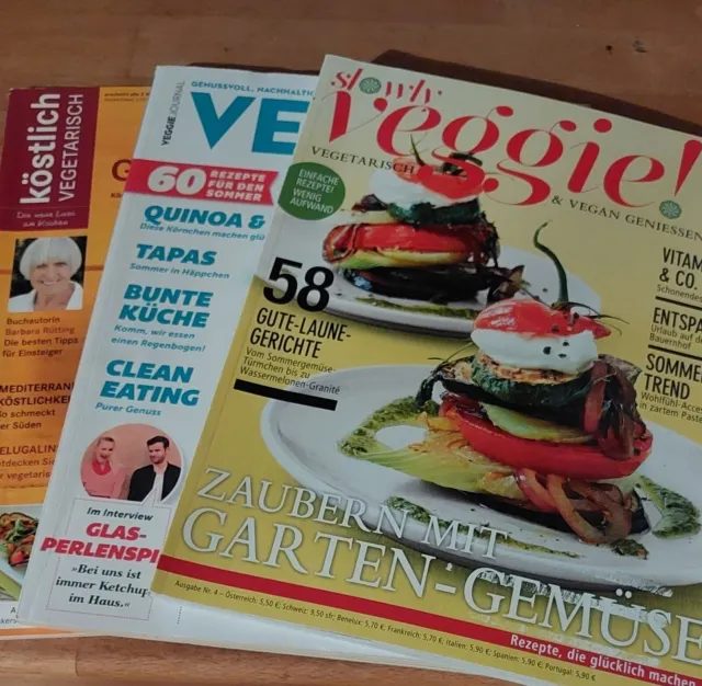 VEGGIE JOURNAL, Köstlich Vegetarisch und Slowly Veggie, 3 Zeitschriften