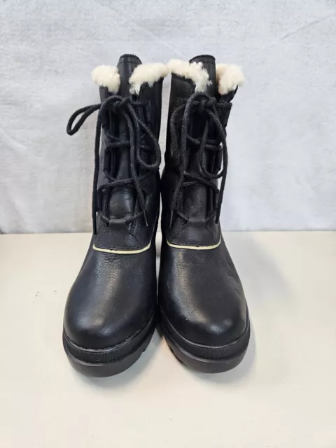 SOREL BLACK DACIE Lace Up High Heel Platform Boots Size 11 Faux Fur ...