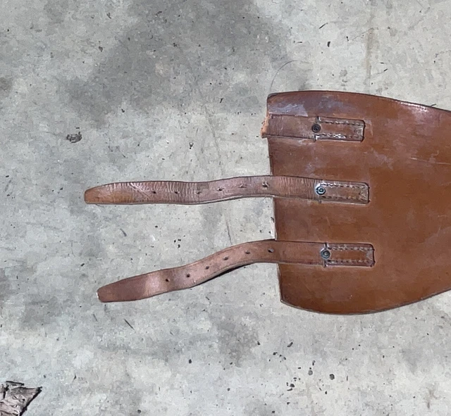 antique Vintage Harley style brown leather motorcycle waist kidney belt buckle 2