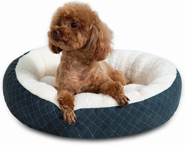 Donut Plush Pet Dog Cat Bed Fluffy Soft Warm Calming Bed Sleeping Kennel Nest