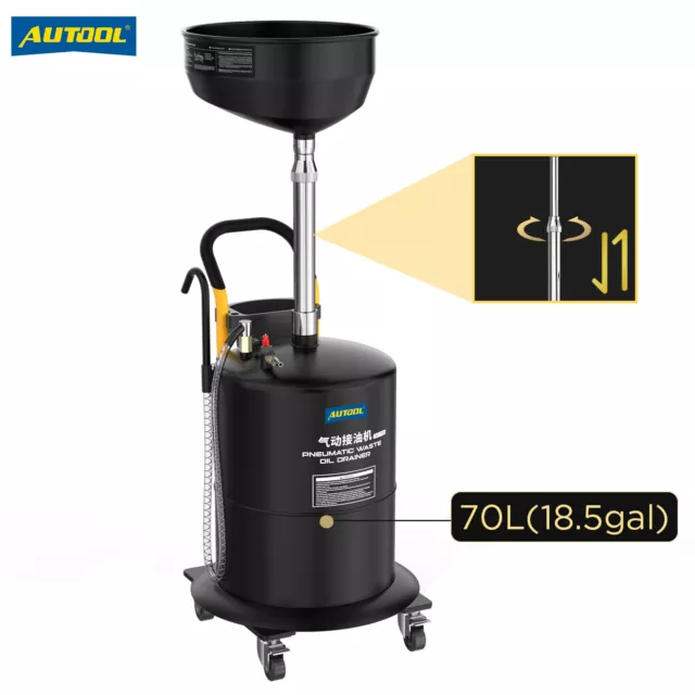 18.5 Gallon Waste Oil Drain Tank Air Operate Oil Drainer Waste Oil Change Tank