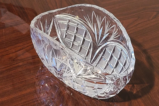 Vintage American Brilliant Cut Crystal Glass Heavy Candy Fruit Salad Bowl