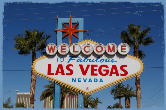 Welcome to Las Vegas Sign, Photograph Image on a Metal Sign, Plaque