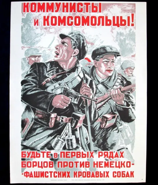 Poster Originale Russia Sovietica Propaganda Soldato Comunista Vittoria...