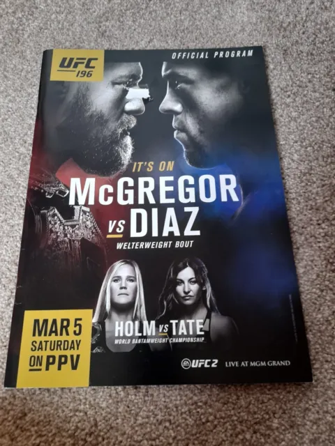 UFC 196 Conor McGregor vs Nate Diaz Official Event Program (copertina danneggiata) MMA