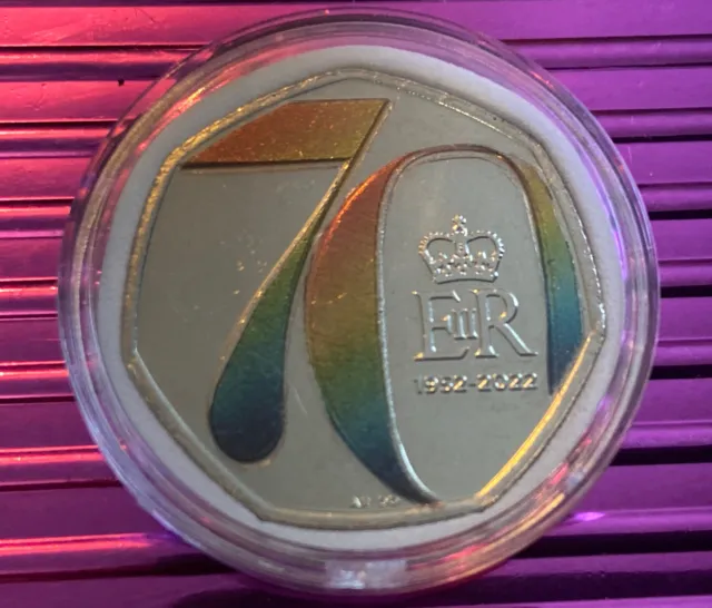 Celebrating 🥳 70 Years 50p Uncirculated 2022 Royal Mint Collectable Rare 2