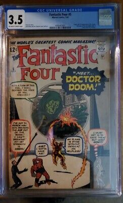 Fantastic 4 # 5 Comic Cgc 3.5 Not Pressed Dr Doom 1St Appearance Key Comic