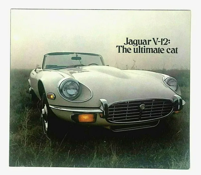 1971 Jaguar V-12 Sales Brochure Poster Convertible 2+2 Color Photos Specs Vtg