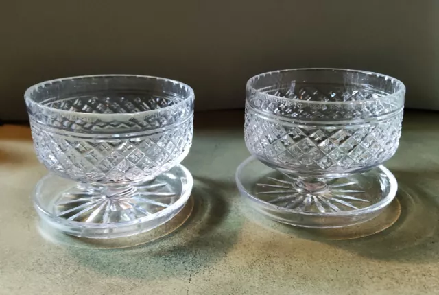 Pair of Crystal Footed Desert Sundae Bowls Dishes circa 1940. Stuart or Webb