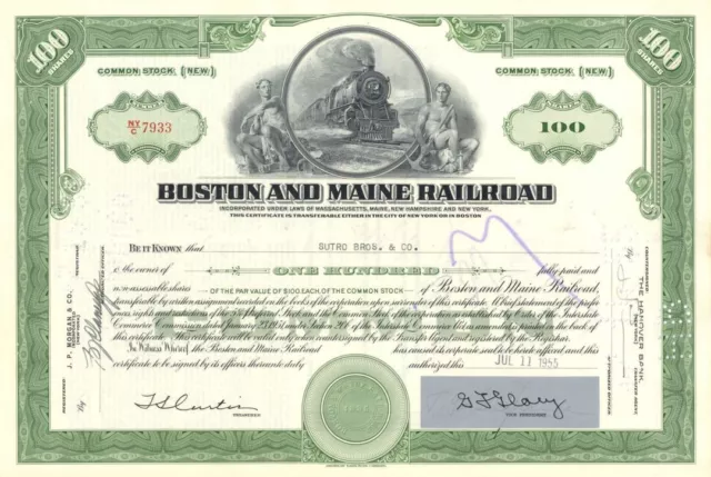 Boston and Maine Railroad - dated 1950's-60's Railway Stock Certificate - Availa