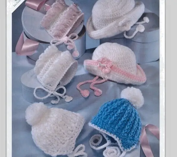 550 Baby's & Childs DK/Aran Crochet Hats Prem-2Years Crochet Pattern COPY